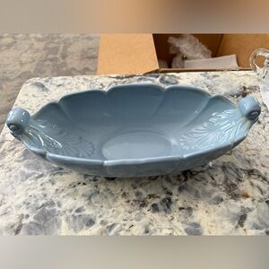 Abingdon Pottery Blue Ceramic Serving /Console Bowl